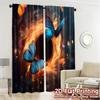 Set Of 2 Modern Flat Printing Curtains Without Rod Celestial Butterflies Durable Polyester Curtain With Light Filtering