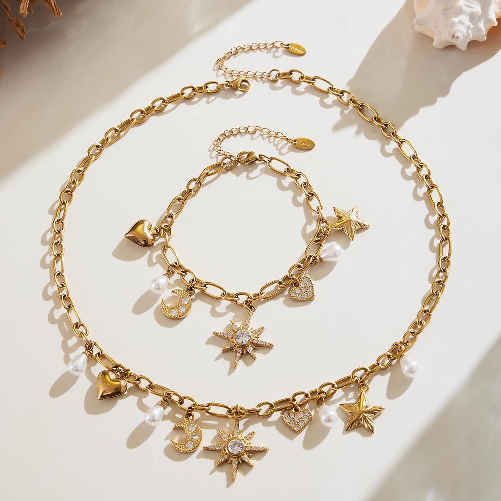 Oumaijia Zircon Star & Pearl DIY Necklace and Bracelet Set