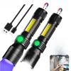 7-Function USB Rechargeable Magnetic Flashlight with Fluorescent Detection: Includes Red, White, Purple, and COB Strong Light with Focus.