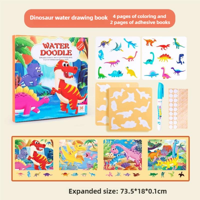 Neues magisches Wassermalbuch für Kinder, wiederverwendbare Aufkleber, Malspielzeug mit Stift, Geschenkset für die frühe Bildung, lustiges Lernaktivitätsset