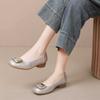New soft-soled comfortable shallow-mouth single shoes women's shoes cowhide one-pedal single shoes square buckle flat shoes grandma shoes