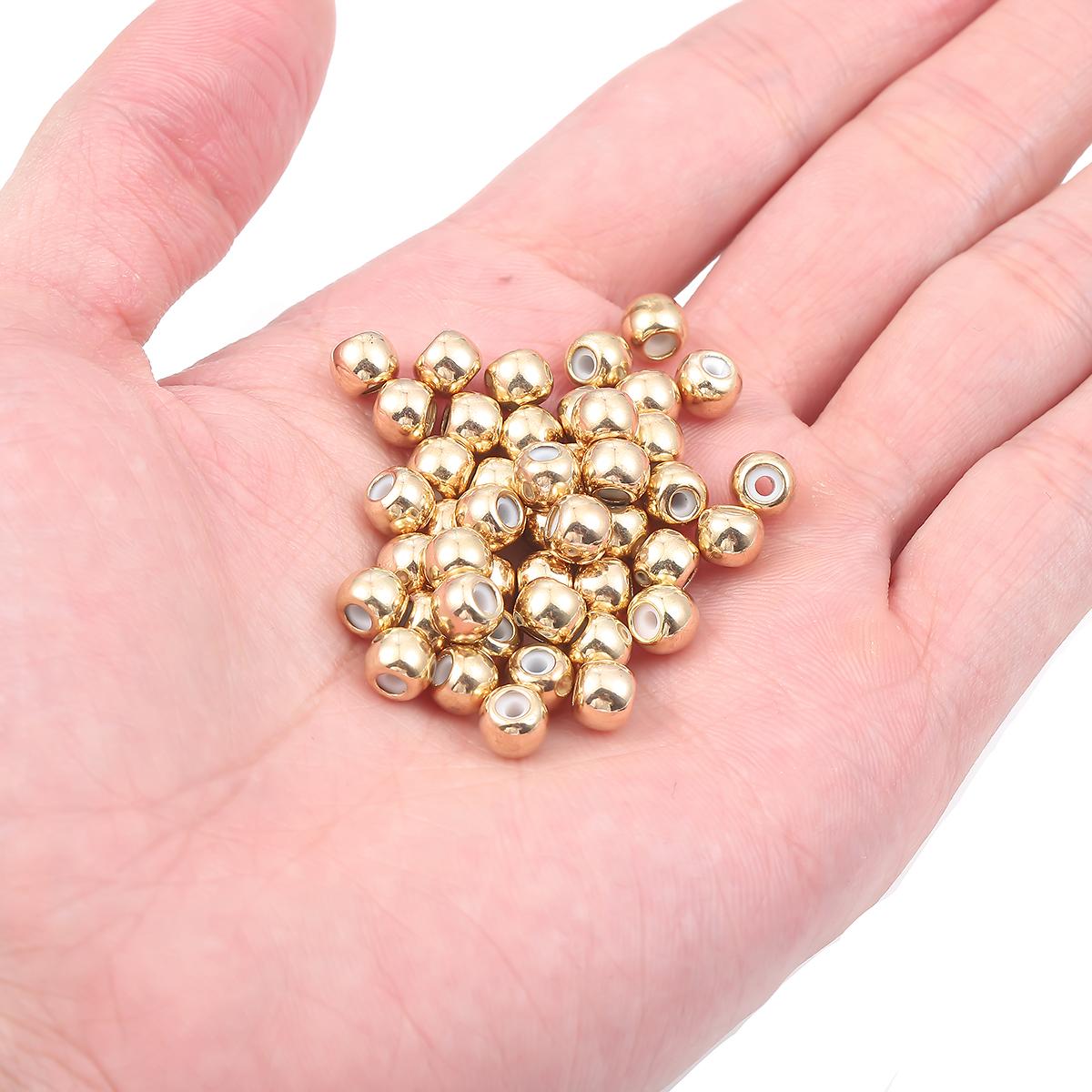 

10 шт., медные шариковые бусины-проставки, пробка 3/4/5/6 мм, металлические круглые свободные бусины для изготовления ювелирных изделий, аксессуары «сделай сам» 6mm золотой