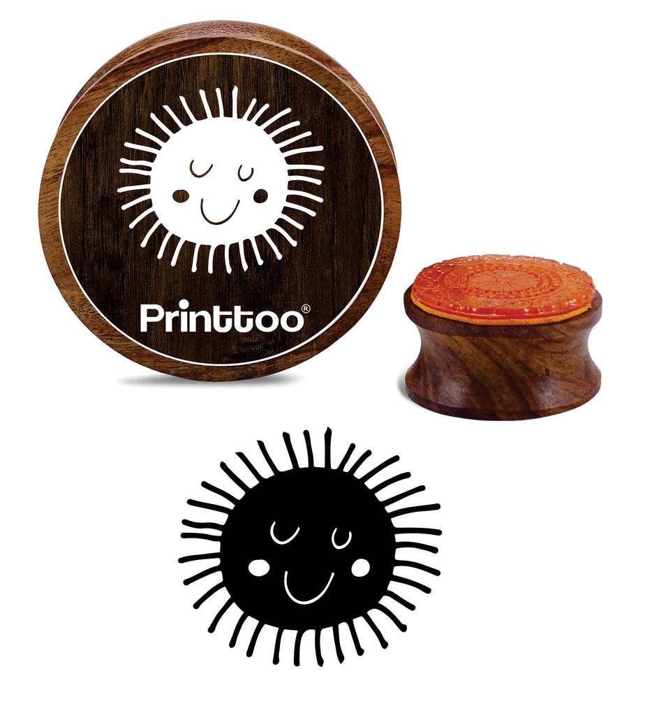 Printtoo Diary Card Sun Shine Design Round Wooden Rubber Stamp Scrap- booking-2