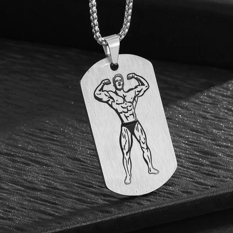 Stainless Steel Dog Paw Glossy Square Pendant Necklace Men's Fashion Casual Hip Hop Trendy Jewelry