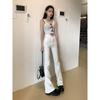 White Skinny Denim Female 2025 This Year Popular Chic American Retro Slim Looking Small Mop Flared Pants
