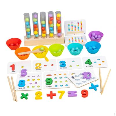 Rainbow Clips Beads Toys Fine Motor Math Counting Toy for Girls Age 3~6 5 Tubes