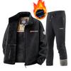Autimn Winter Sportswear Set Mens Retro Training Thick Fleece Jacket + Pants Two Piece Set Casual Ski Running Tracksuit Suit