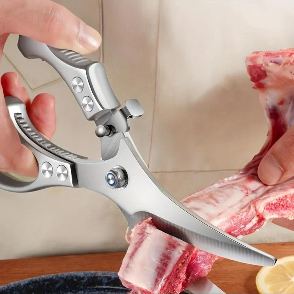 2026 New Kitchen Strong Scissors Sharp Stainless Steel Scissors BBQ Scissors Household Chicken Bone Scissors, Steak Scissors