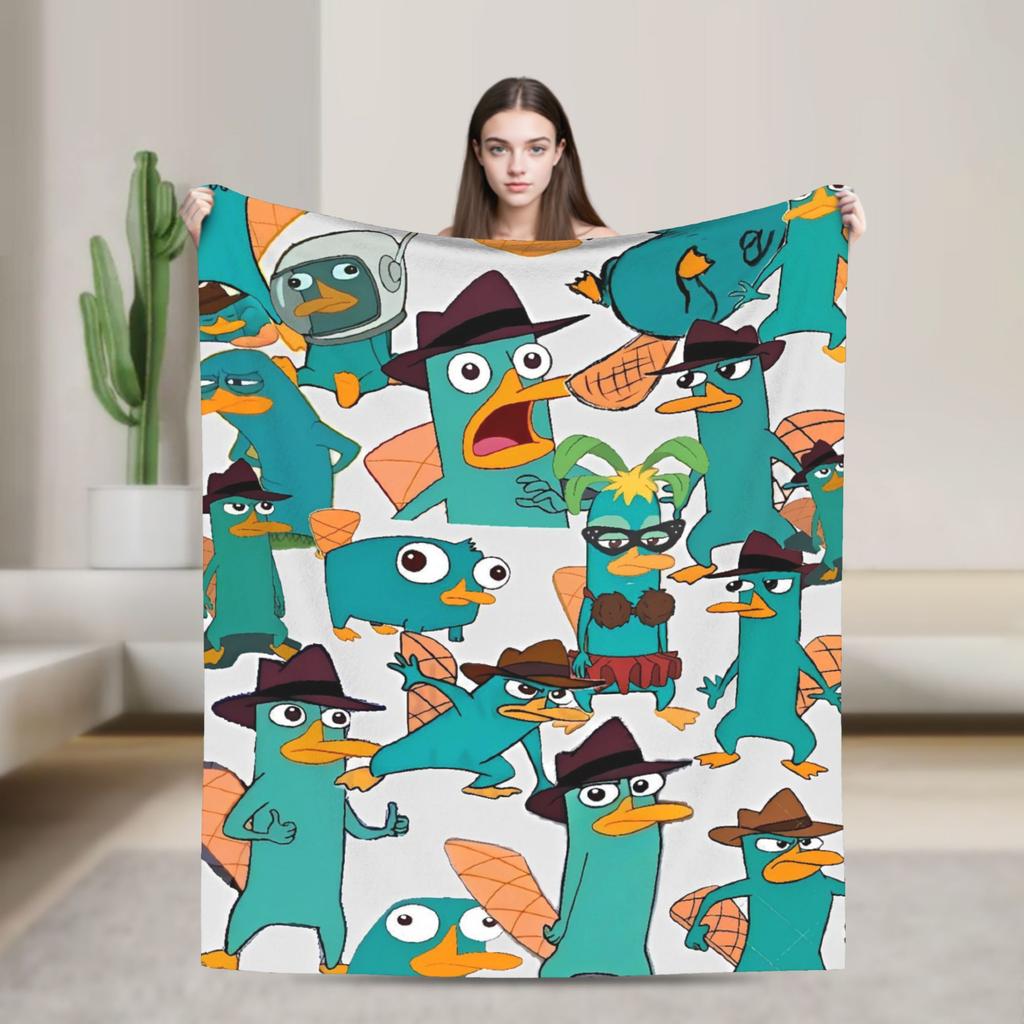 Perry the Platypus Warm Blankets Boy Girl Plush Throw Blanket Fashion Home Decor Flannel Bedspread Sofa Bed Cover