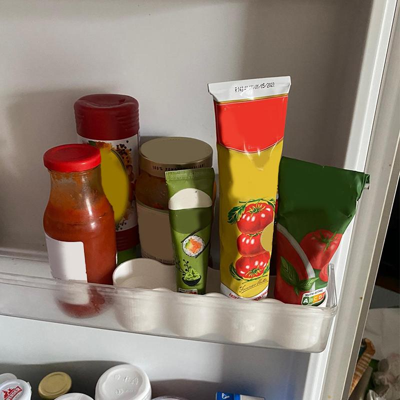 Refrigerator Tube Storage Rack Fridge Plastic Tube Holder Storage Box Space-Saving For Mustard, Mayo, Tomato Paste Etc