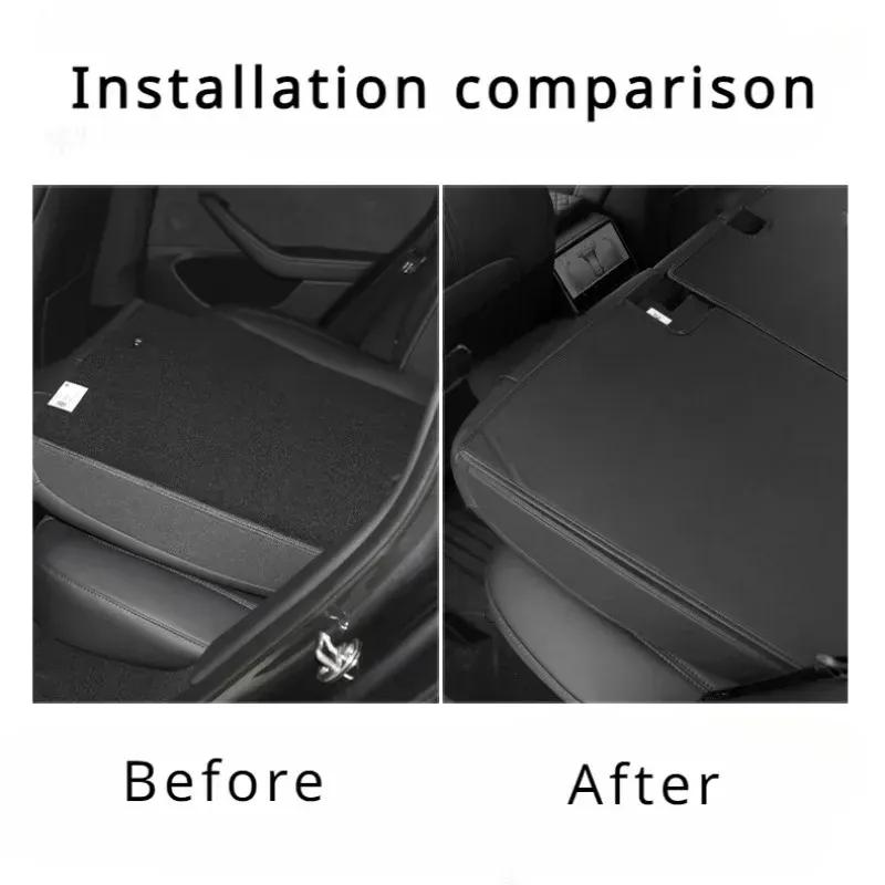 For Tesla Model 3 Highland 2025 Rear Seat Back Cover Leather Second Row Seats Backrest Protector Mat Car Interior Anti Kick Pads