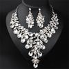 Gorgeous Colorful Crystal Flower Drop Collar Necklace Earring Luxury Wedding Jewelry Set Exaggerated Girl's Bridal Party Gift