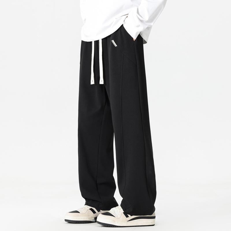 Retro and Simple Solid Color Straight-leg Drape Casual Pants for Men, Loose and Versatile Street Sportswear Sweatpants