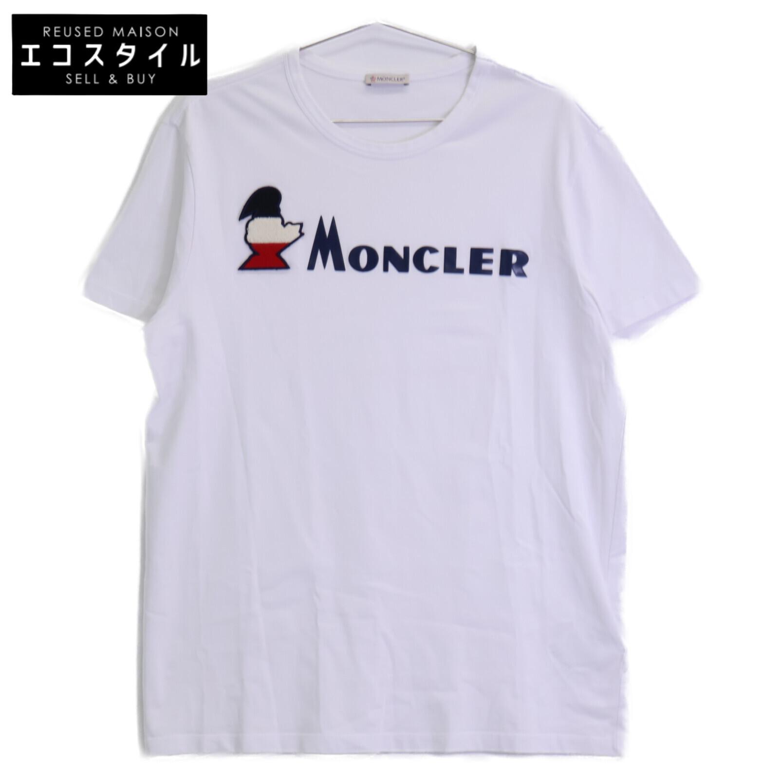 MONCLER 2018 White MAGLIA T-SHIRT Short Sleeve T-Shirt with Logo Patch tops L whiteUsed