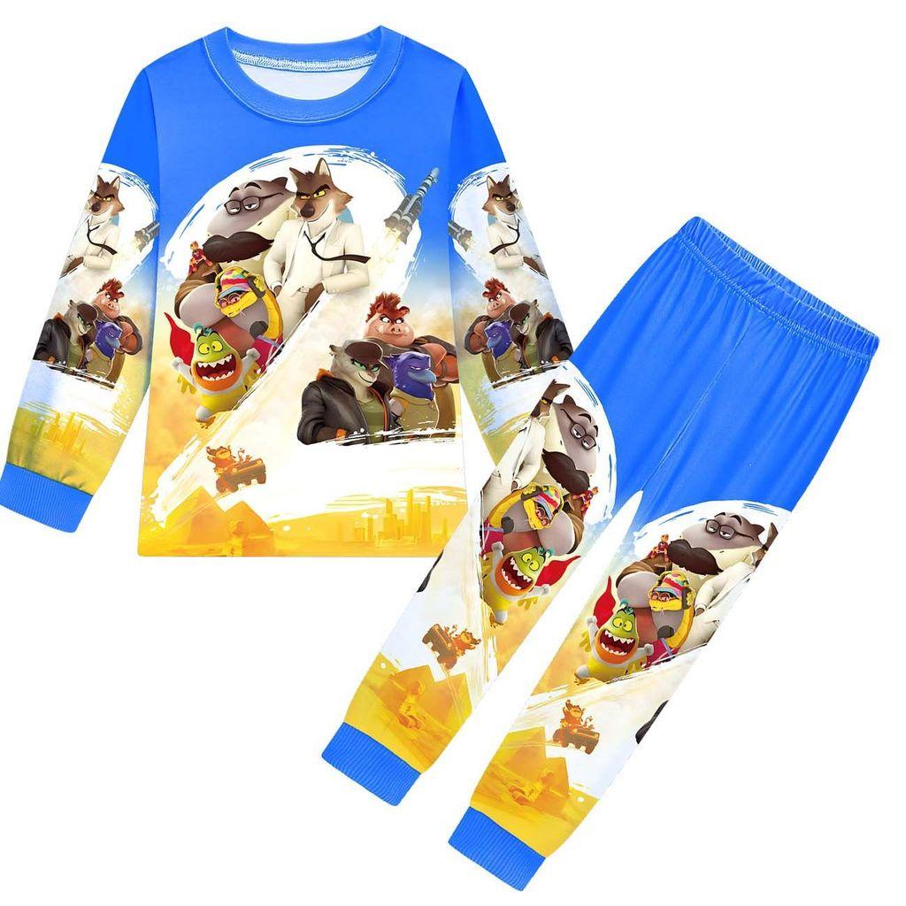 Kids Boys Girls Anime Cartoon Bad Guys Printed Casual Long Sleeves T-Shirt Pants Trousers Clothes Set