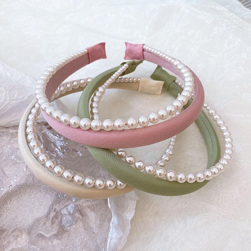 Pearl High Crown Double Layer Women's Headband - Spring/Summer 2023 Hair Accessory in Candy Colors