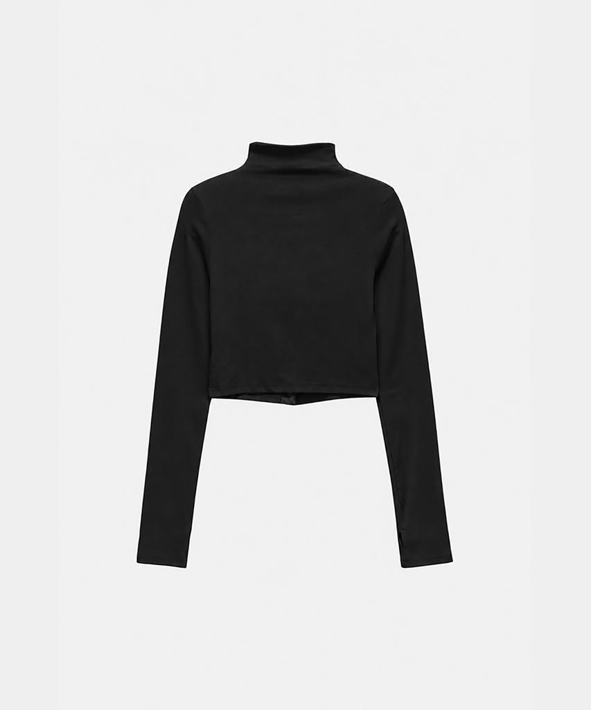 ETRE AU SOMMET Snap Front Crop Top (Black)