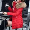 BITCED Winter Coat for Women - Mid-Length Slim-Fit Cotton Jacket with Large Fur Collar and Down-Filled Quilted Design