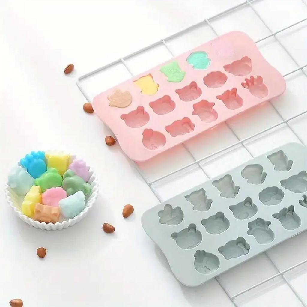 Silicone Animal-Shaped Ice Tray Ice Cube Mold for Homemade Ice Maker Compact Refrigerator Ice Cube Box
