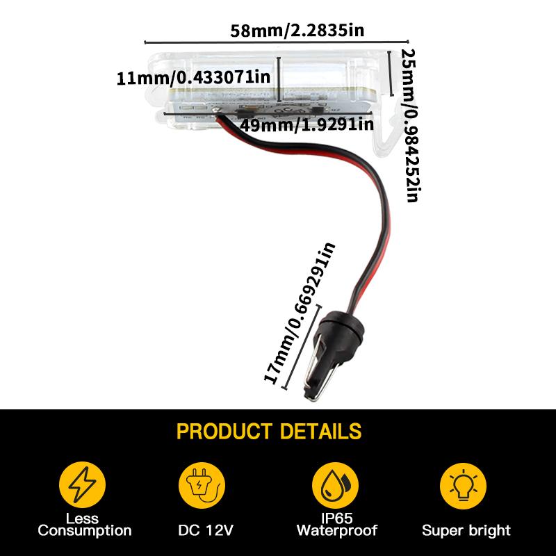 2pcs OEM Canbus LED Number License Plate Light Lamp For Ford Focus 5d 2009-up Mondeo 2008-up Fiseta 2009-up 6000k White 12V