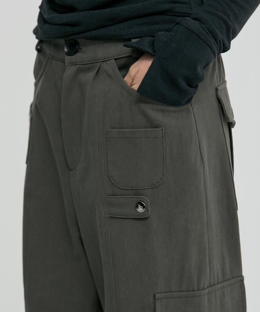 Peulleeoeob Wide Cargo Pants (Fl-262_Grayish Khaki)