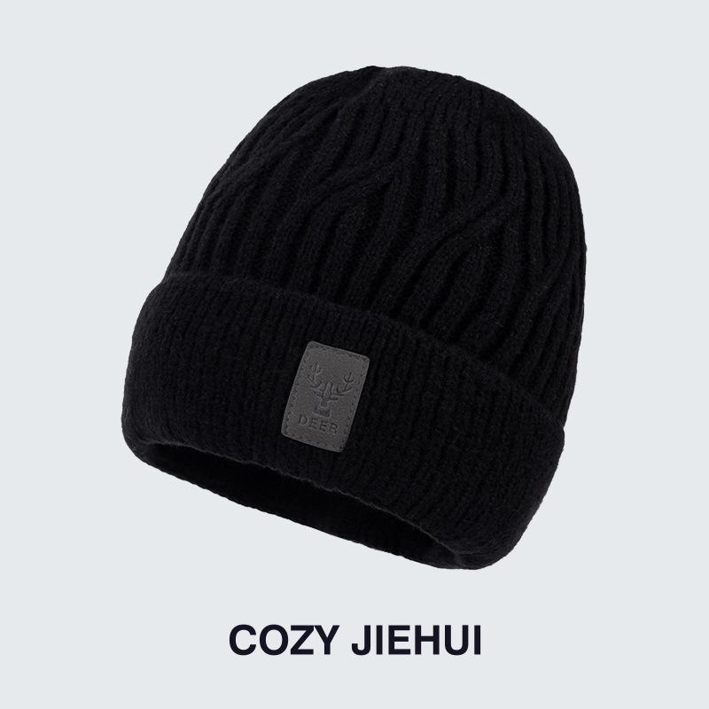 

Вязаная шапка новая осень и зима мужская ветрозащитная флисовая шапка молодежная модная шерстяная шапка уличный спорт шапка-пуловер мужская