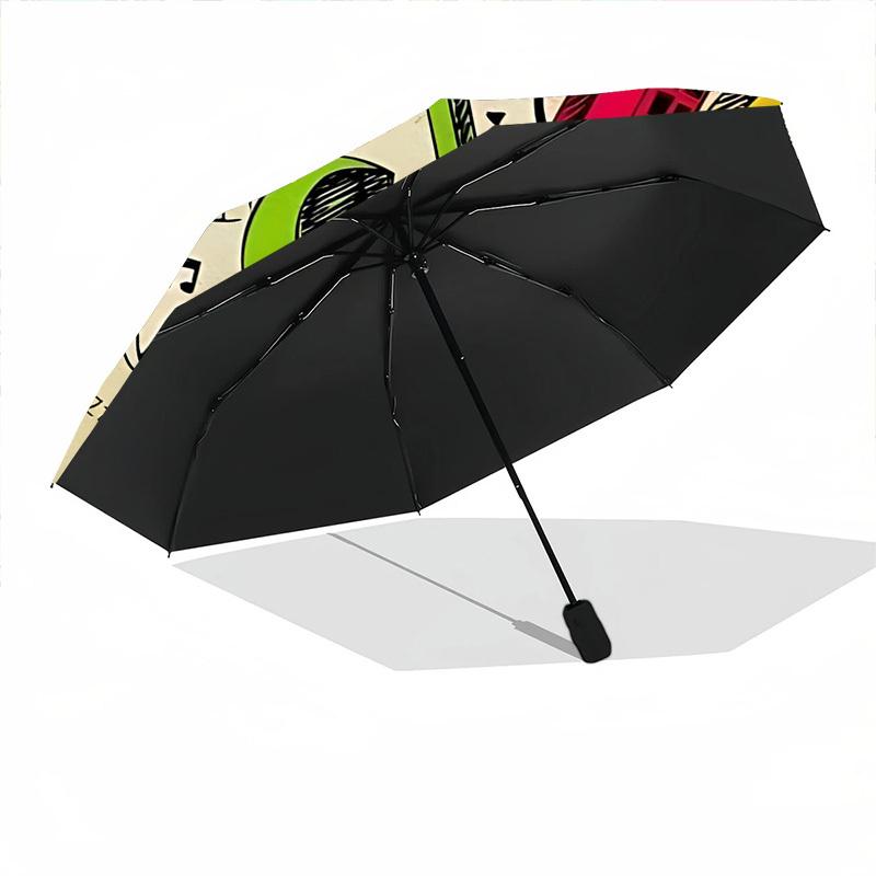 1pc Music Sound Automatic Folding Umbrella - Compact 8-Rib Design, Durable Plastic & Iron, Lightweight for Outdoor Daily Use166