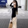 Pure Desire Slim Fit Off-Shoulder Long-Sleeve T-Shirt for Women - Versatile Early Autumn Top