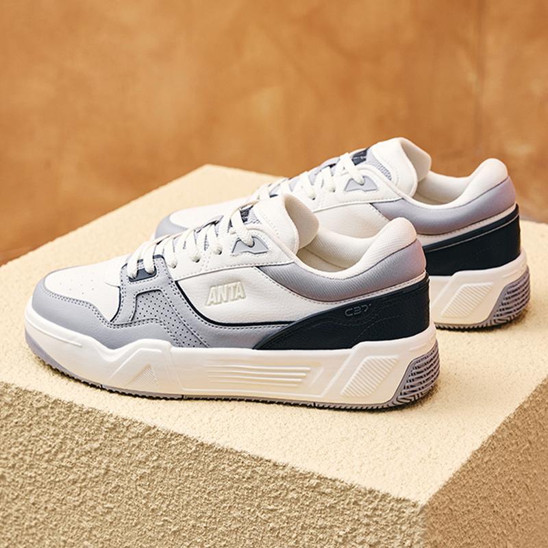 Anta Wear-Resistant Low-Top Skateboard Shoes Men's White Gray Sneakers 112438024-4