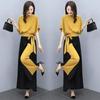 Elegant Women's Fashionable Loose-Fit Bell Bottom Suit 2-Piece Set Summer Age-Reducing Style Coordination