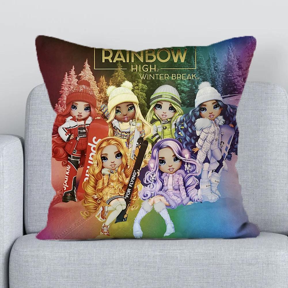 R-rainbow High Pillow Cases for Bed Cushion Cover Pillowcase 40*40 Decorative Pillowcases 40x40 Short Plush Cushions Covers Sofa