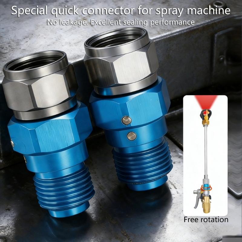 Aluminum High Hardness Airless Sprayer Adapter Quick Connect 360 Degree Rotatable Rotatable Sprayer Connector Leakproof