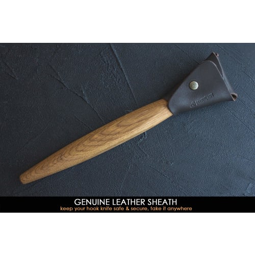 BeaverCraft, Spoon Carving Hook Knife SK5s - 5cm, Double-Sided Wood Carving Knife with Leather Sheath for Carving Spoons, Bowls, Cups, and More, for P