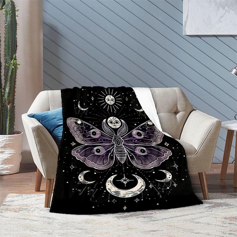 Dark Romance Butterfly Roses Blanket Sofa Blanket Camping Trip Bedroom Outdoor Plush Blanket Digital Printing