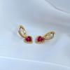Elegant Red Zircon Heart Teardrop Earrings