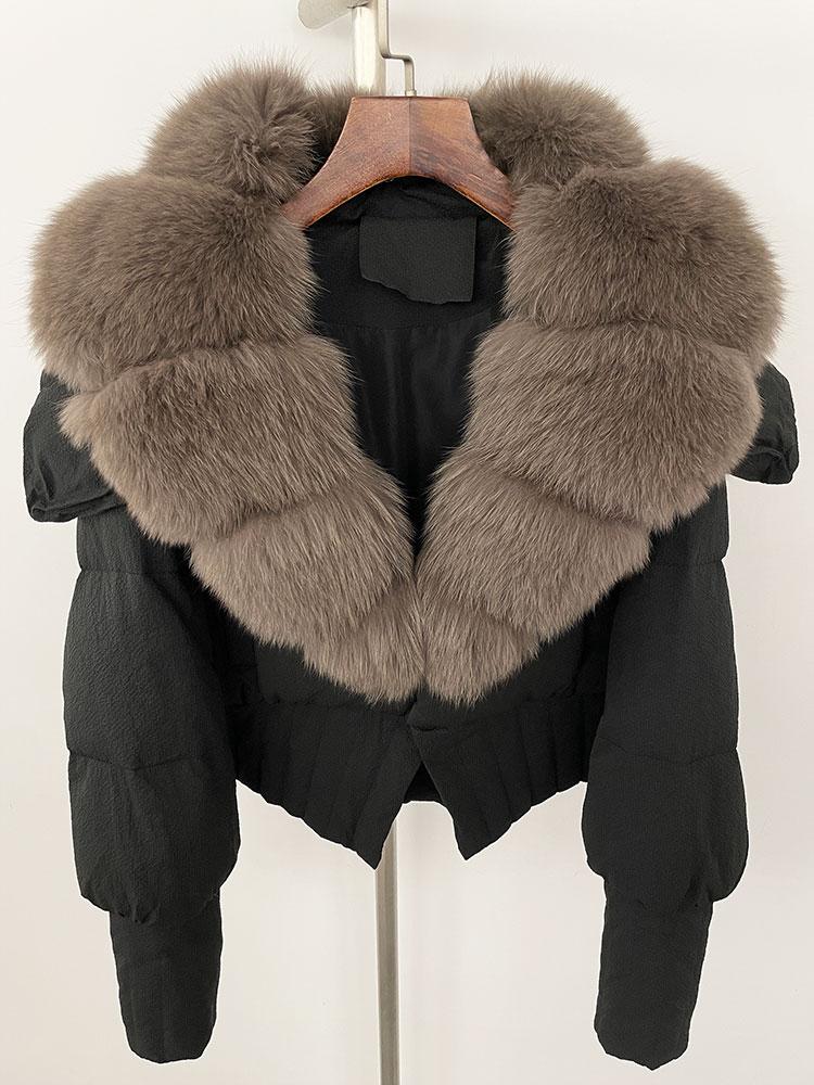 OFTBUY Down Jacket Women 2024 New Winter Natural Real Raccoon Fox Fur Collar Short White Duck Down Coat Thick Warm Casual Outerwear