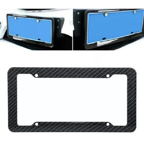 2 Pcs Black Carbon FIBER LICENSE PLATE FRAME TAG COVER Perfect Fit For
