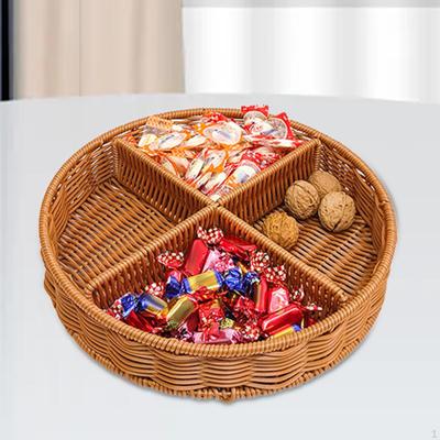 סלי ראטן חיקוי סל חצוי רב תכליתי בעבודת יד אחסון צלחת פירות עגולה ל