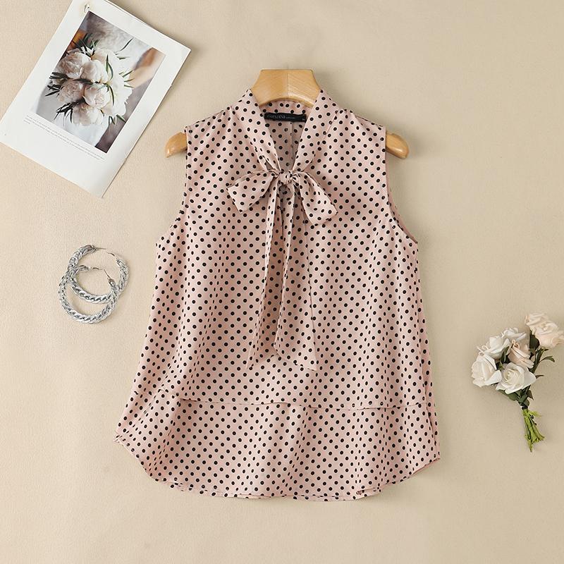 ZANZEA Women Casual Round Neck Loose Sleeveless Polka Dot Print Tank Tops