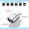 USB 3.0 til Type C Adapter LED OTG til USB C USB-A til Micro USB Type-C Hunnkontakt For HUAWEI Samsung Xiaomi POCO Adaptere