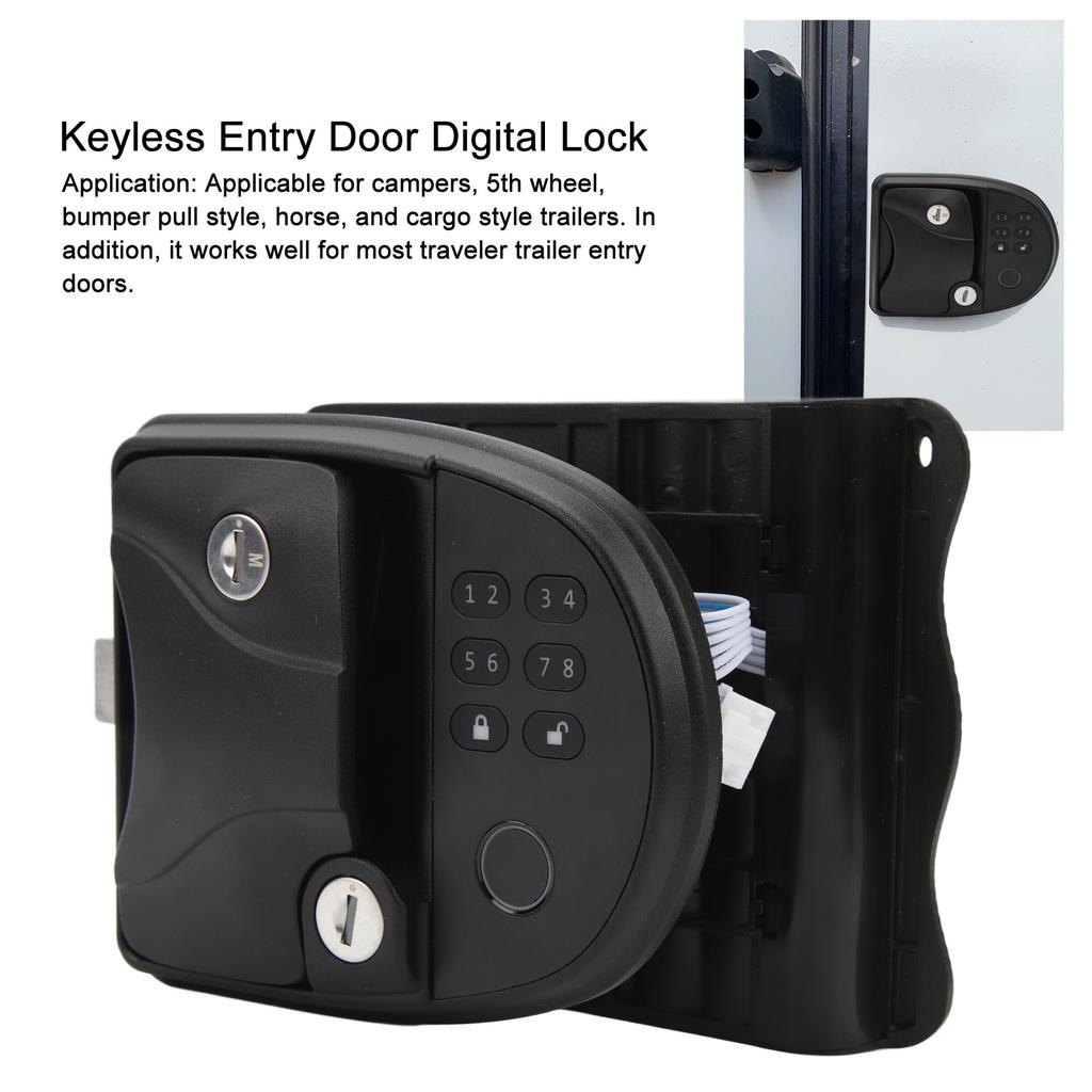 RV Keyless Entry Keypad Remote Control Door Digital Lock Latch Handle Deadbolt Set for Campers 5th Wheel Trailer