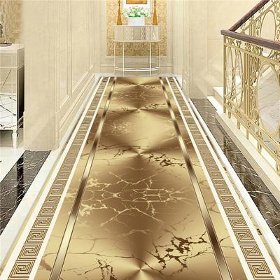 Golden Luxury Long Corridor Carpet Nordic Style Villa Hallway Carpet Non-slip Washable Lobby Aisle Rug Customizable Runner Mat