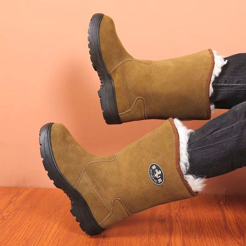 

Men s and women s tall snow boots, women s small size 36, size 37, large size 46, winter wool and velvet warm and cold-proof cowhide boots 39 [suitable for 38 feet]