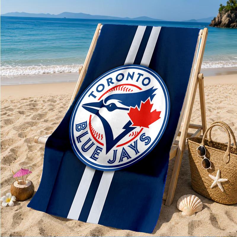 Blue Jays Logo Strandtuch, Mikrofaser-Strandtuch, Perfekt für Pool, Strand, Reisen, Heimdekoration, Strandparty-Fanartikel
