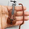 Mini Miniature Violin Non-Toxic 1/12 Wooden Simulation Violin Handmade Desktop Violin Decoration Odorless Doll House Accessories