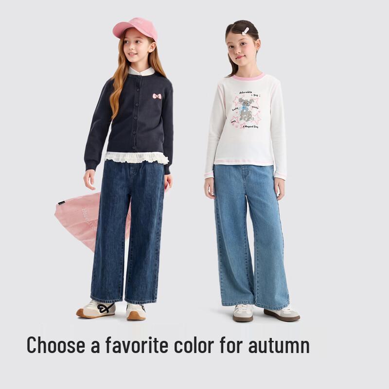 Balabala Girls' Straight-Leg Cotton Denim Jeans