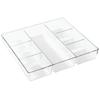 Plastic Drawer Organizer Clear Divided Kitchen Utensil Storage with 7 Compartments Home Office Vanity Bathroom Desk Crafts