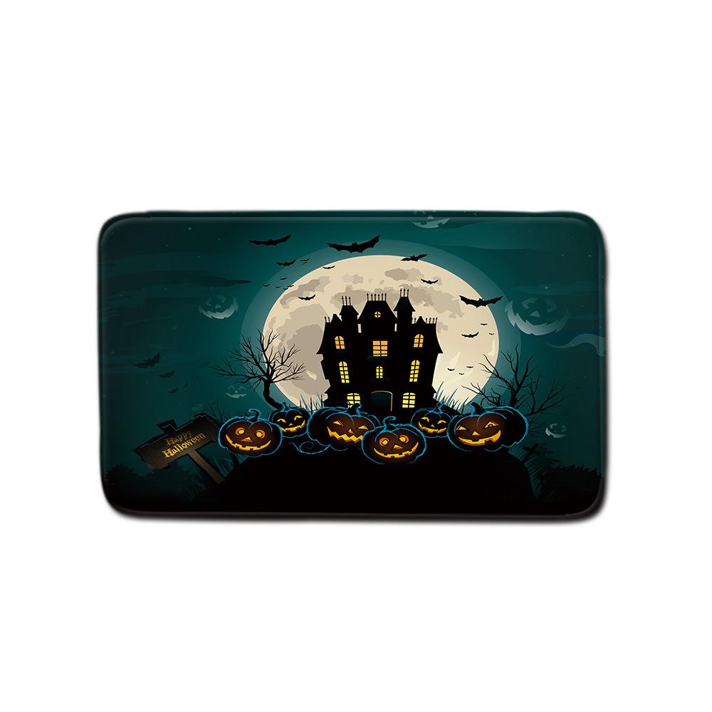 Halloween Shower Curtain Floor Mat Combination Four-Piece Set Bathroom Toilet Carpet Shower Room Foot Mat