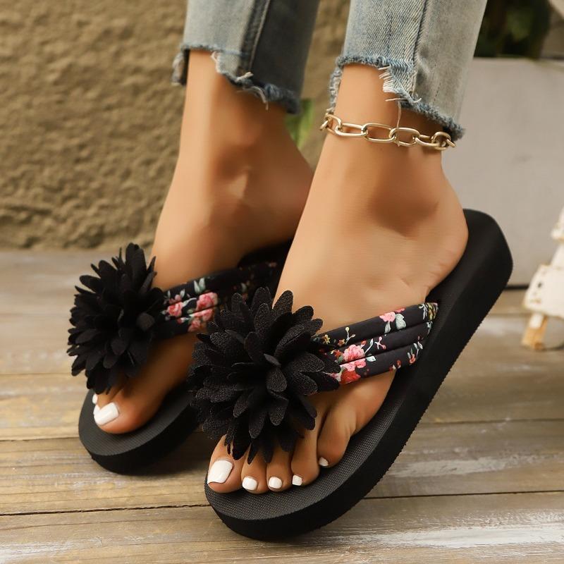 

One-line Slippers Anti-slip Wedge Heels Beach Shoes 36