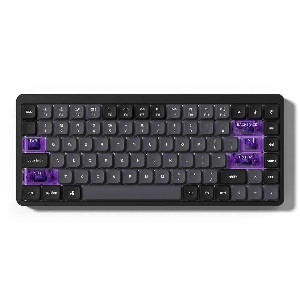 Womier 138-Key Low-Profile PBT Keycaps Full Set for 60%, 65%, 75%, and 100% Cherry Gateron MX Switch Keyboards (Gray and Purple)
